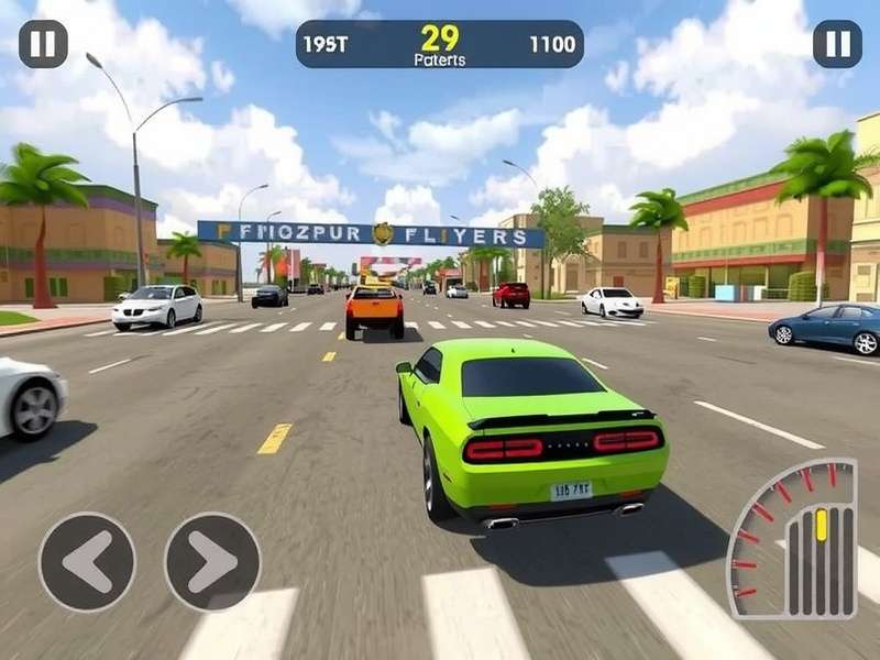 Firozpur Flyers gameplay showing a car racing through Indian streets